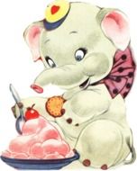 Elephant eats ice cream