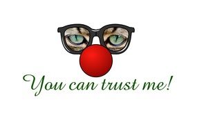 you can trust me, banner with catâs eyes behind glasses