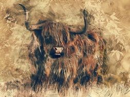 computer generated image of a buffalo in the pasture