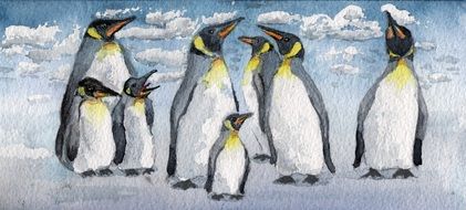 Drawing of the emperor penguins