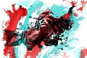 Colorful wallpaper with the tiger clipart