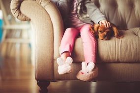 girl and cute puppy