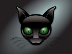 Cat head with Green Eyes at dark background