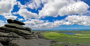 rocky nature on the background of blue sky