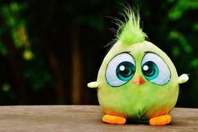 green bird sitting on a gray stone