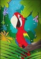 drawing a parrot in the forest