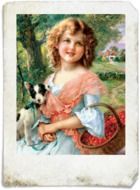 vintage portrait of a girl with a dog