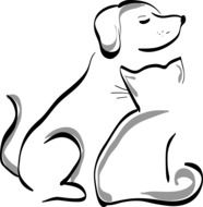 dog and cat silhouette