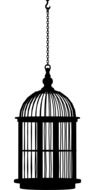 black and white drawing of a bird cage