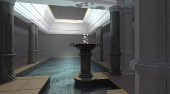 interior with columns in 3d graphics