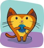 clipart of the cute cat with threads