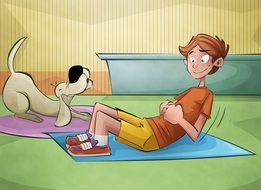 clipart,the owner does exercises with the dog