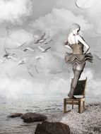Woman on chair clipart