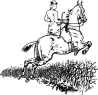 black and white picture of a horse rider