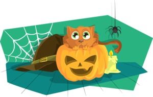 Cat and Pumpkin drawing