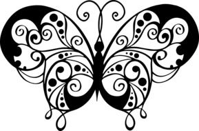 Butterfly Decorative drawing with curly elements