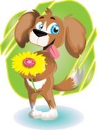 Dog with Flower drawing