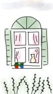 a cozy window with a cat drawing