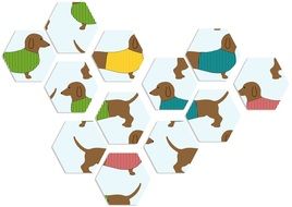 puzzle elements with dachshund pattern