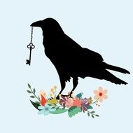 Raven bird's silhouette