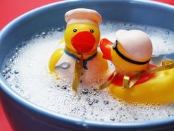 Toy ducks in the bath