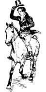 black-and-white image of a rider on a horse