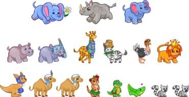 variety of animals in a colorful picture