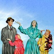 retro picture of a family as a colorful illustration