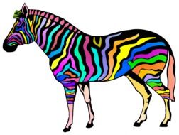 graphic image of a multi-colored zebra