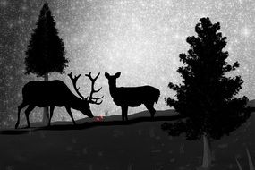 picture of the reindeers in winter