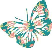 green butterfly outline with flowers