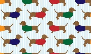 wallpaper with cartoon dachshunds in T-shirts