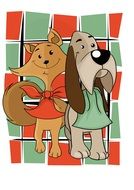 drawn cat and dog