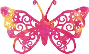 painted pink butterfly with delicate wings