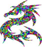 dragon silhouette with colorful triangles