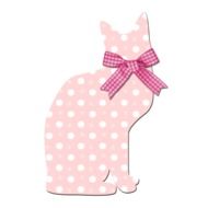 pink paper cat with bow as an illustration