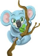 painted blue koala on a branch