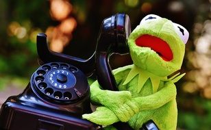 funny Kermit Frog with Phone