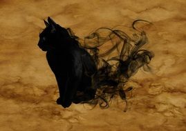 painted black mystical cat