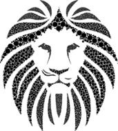 Black and white drawing of the African Lion clipart