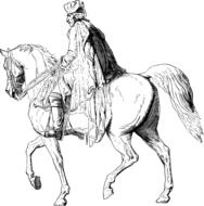 drawing of a rider on the horse