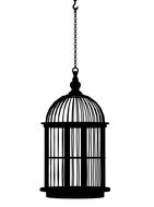 empty birdcage on a chain