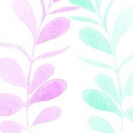 clipart of pink and green watercolor leaves