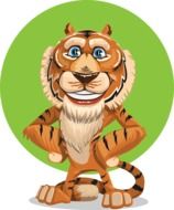 drawing of a tiger on a green circle background