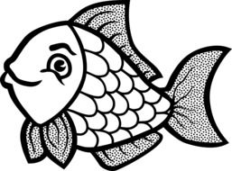 black and white graphic image of funny fish