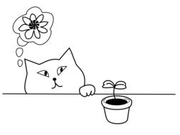 Gardening cartoon cat sketch