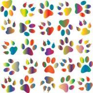 colorful paw prints pattern