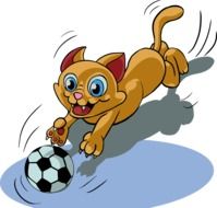 Funny Cat Play Ball drawing