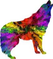 Colourful howling wolf