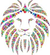 colorful portrait of a lion